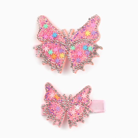 Hair clip with sparkles, 2 pcs, 5.5 cm, butterflies, cold heart-3
