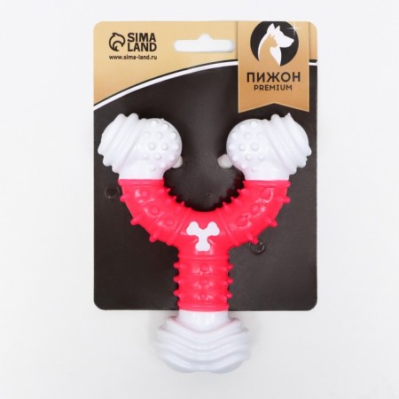 Two -layer toy (hard and soft plastic) "slingshot", 12 cm, pink-3