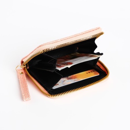 Children's wallet with a zipper, pink color-3