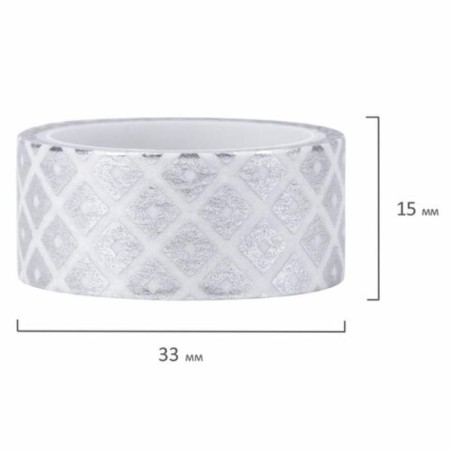Adhesive Washi-tanks for decor with foil silver, 15 mm x 3 m (set 7 pcs) rice paper-4
