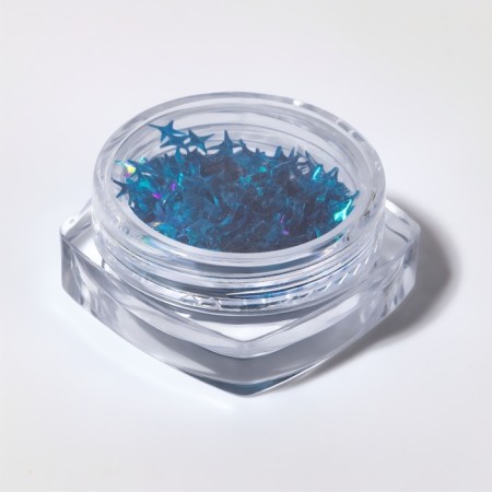 Sequins for the decor "Star Night", holographic, blue color-2