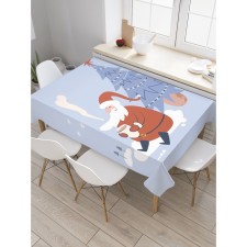 Glass “Santa Claus under the Christmas tree”, rectangular, Saten, size 145x180 cm