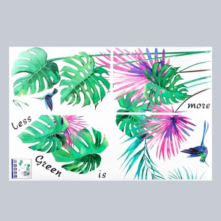 Sticker Plastic Interior Color "Hummingbirds and Palm leaves" 60x90 cm-1