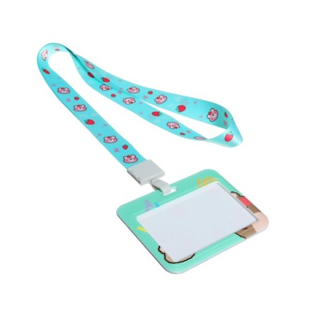 Badge horizontal, external size 10 x 7.8 cm, internal size 5.2 x 8.2 cm, tape 42 cm, with a pattern "Bear"-3