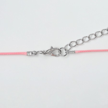 Pendant on the cord "Heart" voluminous, color silver with pink, 30+5 cm-3