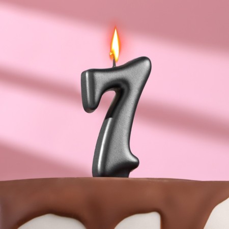 Candle in the oval cake, number 7, graphite, 5.5 cm
