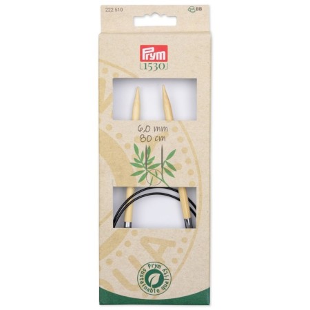 Circular knitting needles, bamboo, 6.0 mm/80cm, 1 pc