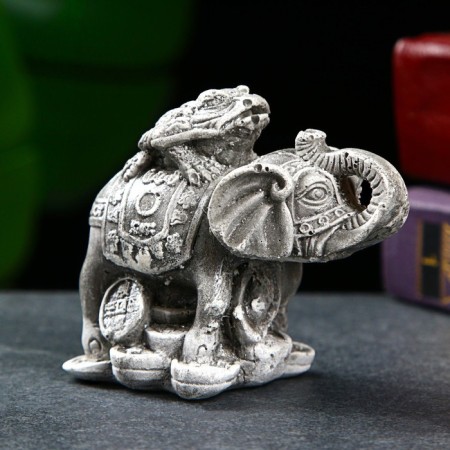 Figure "Elephant on Money" under stone, 7.5x4.5x6cm