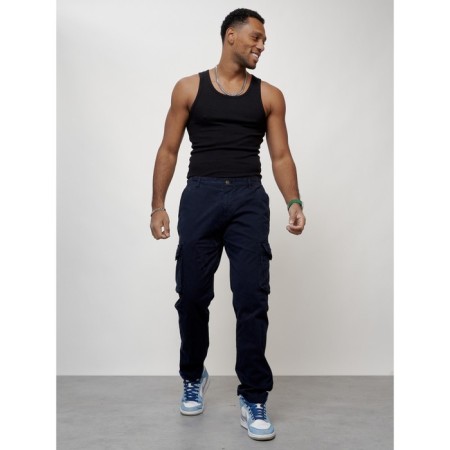 Cargo jeans men, size 46-48, dark blue color-7