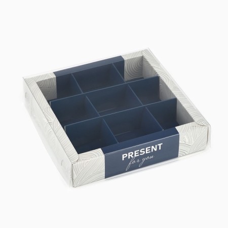 Box for 9 sweets with cells "Gift", 14.5 x 14.5 x 3 cm