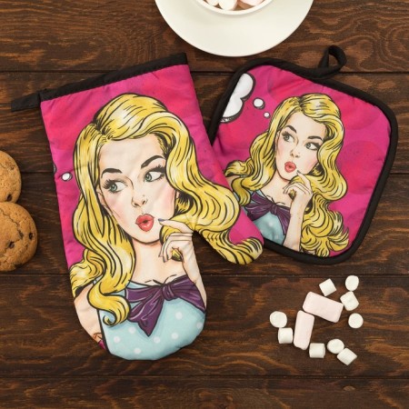 Kitchen set 2 Ave. Ethel Love Life "Beauty", a severity of 17*17 cm, a mittens-seizure. 26*16 cm, 100% p/e