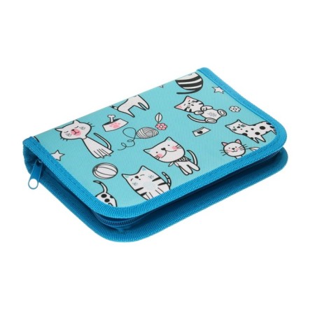 School Penal on a zipper 13 x 19.5 cm "cats" fabric, 1 section-1