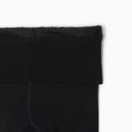 Female microfiber tights with fleece 600 DEN, Black color, size 5-3