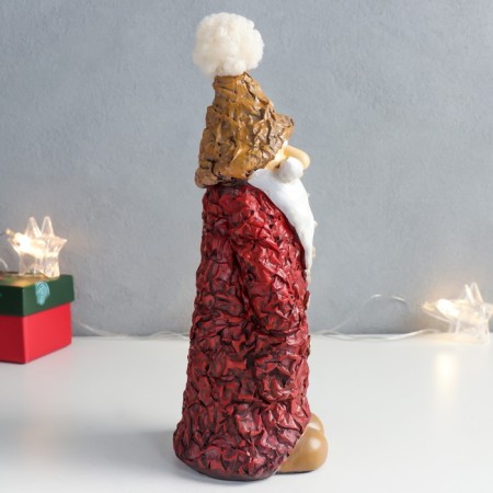 Suvenir Polystone "Santa Claus in a red coat with a gold Christmas tree" 9.5x9.5x22.5 cm-1
