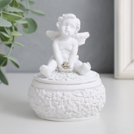 Polystone box "Snowty angel in flowers" mix 7x7x9 cm-1