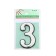 Door number "3", plastic, chromium color