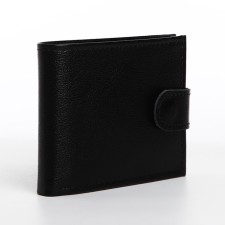 Male purse on a button, for bills, for cards, for coins, black color