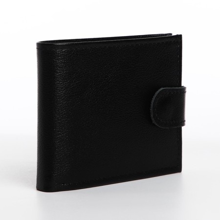 Male purse on a button, for bills, for cards, for coins, black color
