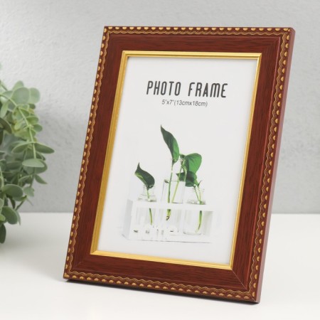 Photo frame plastic 13x18 cm "Golden waves and points" Dark tree 16.6x21.6 cm-1