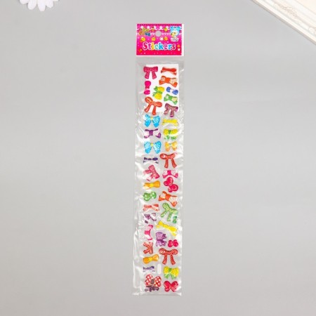 Sticker plastic volumetric "bows/flowers" with gold stroke mix 33.5x6 cm-3
