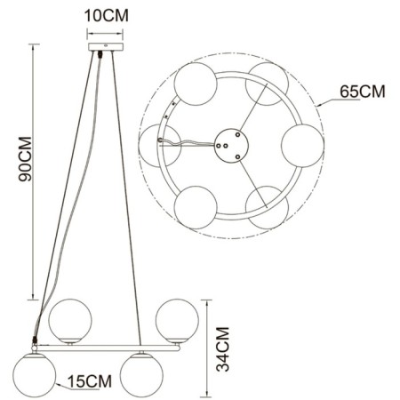 Suspended chandelier Arte Lamp Alcor A22224SP-6BK, E14, 6x40 W, 65x65x34 cm, black, copper-3