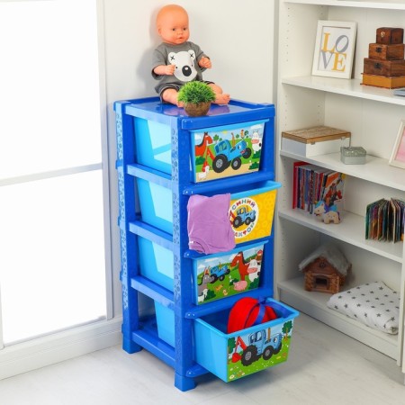 Universal chest of drawers 103 × 52 × 42 cm, 4 sections, box 51 x 36 x 20 cm, blue tractor-2