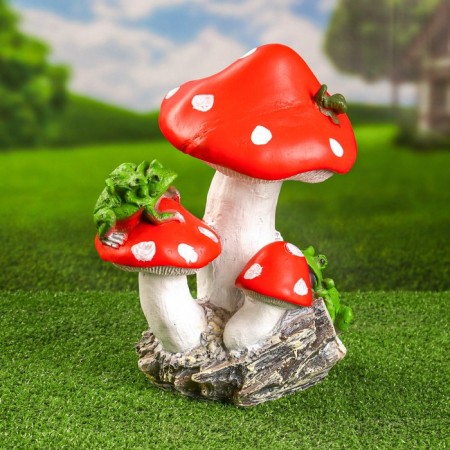 Garden figure "Mushroom with a frog" average, 31x22cm