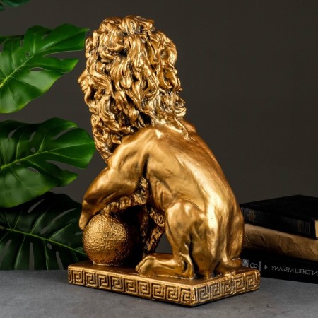 Figure "Leo sitting with a ball" bronze, 29x18x45cm-2
