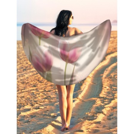 Pareo and beach rug "Tenderness at dawn", d = 150 cm