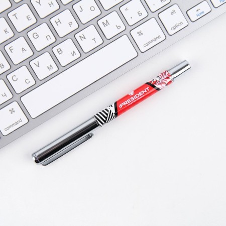 Metal pen with a cap "Russia", accessories silver, 1.0 mm-2