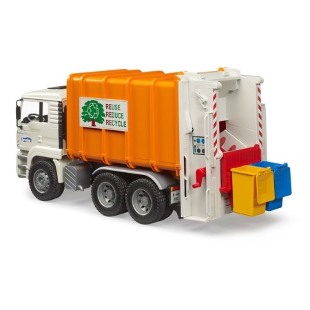 Bruder Man garbage truck, orange color-2