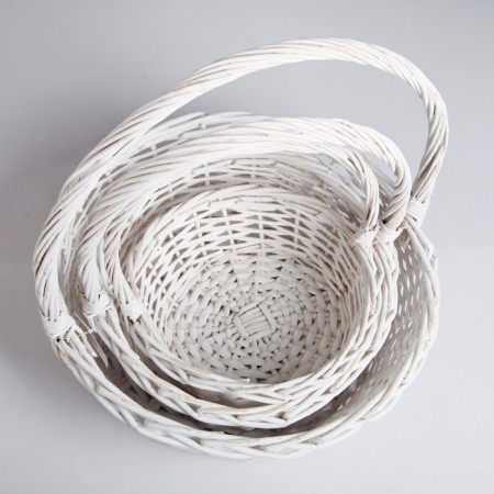 A set of baskets, 3 pcs, 39 × 14/40 cm, 30 × 12/35 cm, 25 × 10/30 cm, white, willow-2