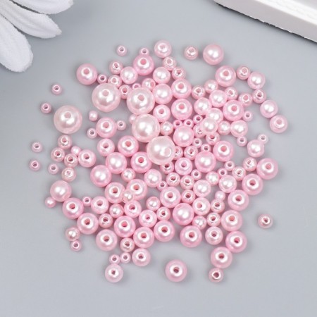 Beads for creativity plastic "Round. Pink powder" d = 3-8 mm, set 10 grams