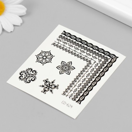 Tattoo on the body black "Patterned corner" 8x7.5 cm-1