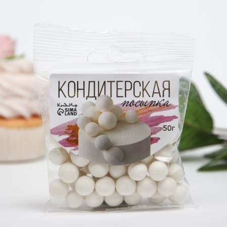 Confectionery sprinkling with a soft center "Pearls", Snow-Snowanay, 12-13 mm, 50 g-1