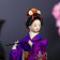 Collector doll "Japanese in a purple kimono with flute" 25x9.5x9.5 cm