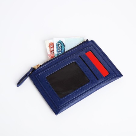 Cardholder with zipper, blue color-3