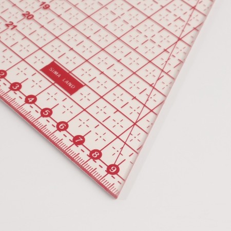 Ruler for patchwork, 24 × 20 cm, thickness 2.5 mm, transparent/pink color-1