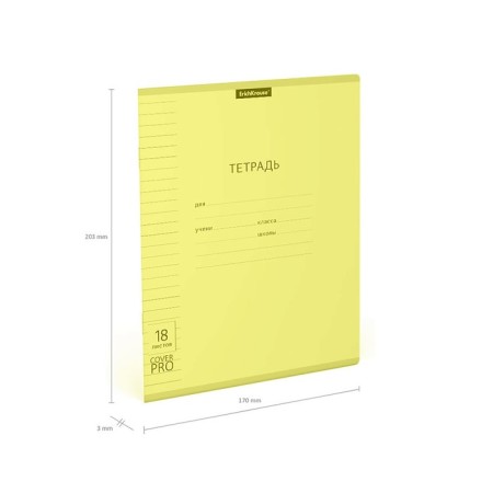 Notebook 18 sheets ruler Erichkrause Coverpro Neon "Classic", plastic cover, OFSET BOLOC, 100%, yellow-4