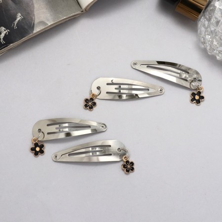 Invisibility for hair "Ophelia" (set 4 pcs) flower, 4.5 cm, silver-1