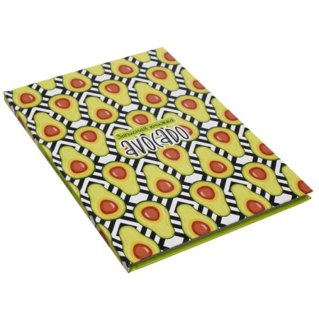 Notebook A5, 80 sheets in the cell "Avocado pattern", solid cover, glossy lamination, offset block-1