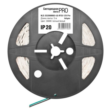 JAZZWAY LED strip 8 mm, 5 m, IP20, 3528, 60 LED/m, 4.8 W/m, 12 V, 3000K, glow warm white