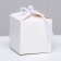 The box is folding, square, white, 8 x 8 x 8 cm,