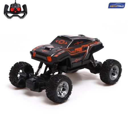 Radio -controlled jeep Monster, 1:18, light and sound effects, works on the battery, red color red