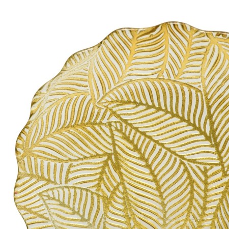 Glass dish with wavy edges "leaves", d = 305 mm, the color is transparent / gold-1