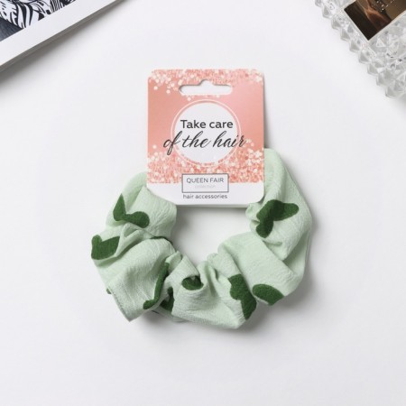 Hair gum "Orbit" Classic Heart, 10 cm, green-white