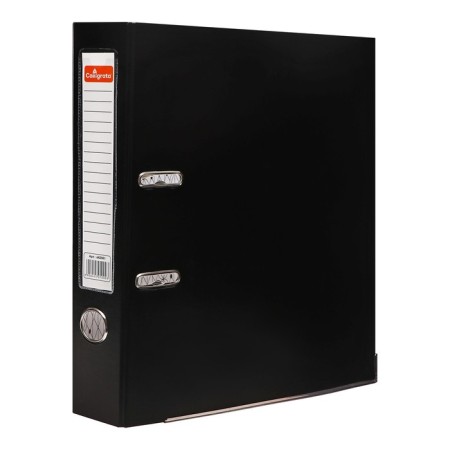 A4, 50 mm, calligrata registrar folder, PVC, embossing "lins", metal edging, pocket for a spine, assembled, black mix-11