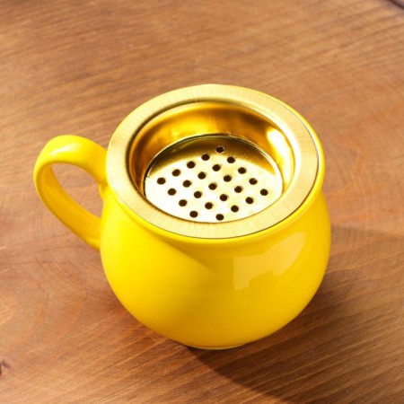 Standle for incense powder and cones "Mug", yellow, 9x11.5x7.8 cm-1