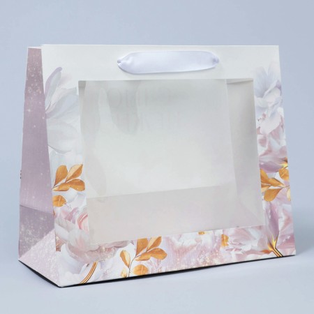 Package Craft gift with a plastic window, packaging, “tender”, 24 x 20 x 11 cm-1