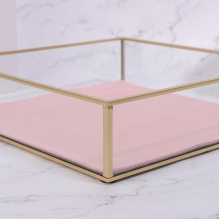 Organizer for storage "Pink RipPles", glass, 1 section, 24 × 24 × 6.5 cm, transparent/copper/pink color-5